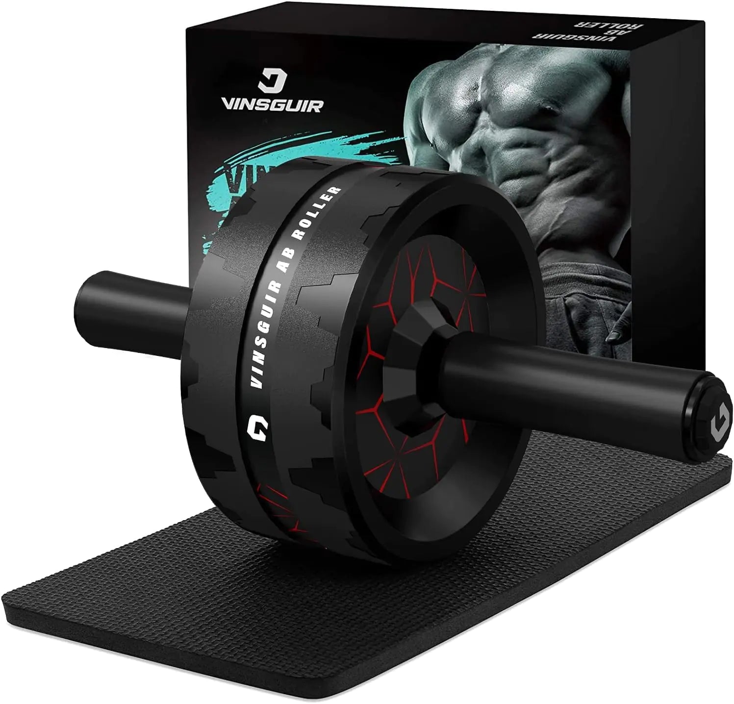 Vinsguir Ab Roller Wheel Abs Workout Equipment for Abdominal & Core Strength Training Exercise Wheels for Home Gym Fitness Equipment for Core Workout with Knee Pad Accessories